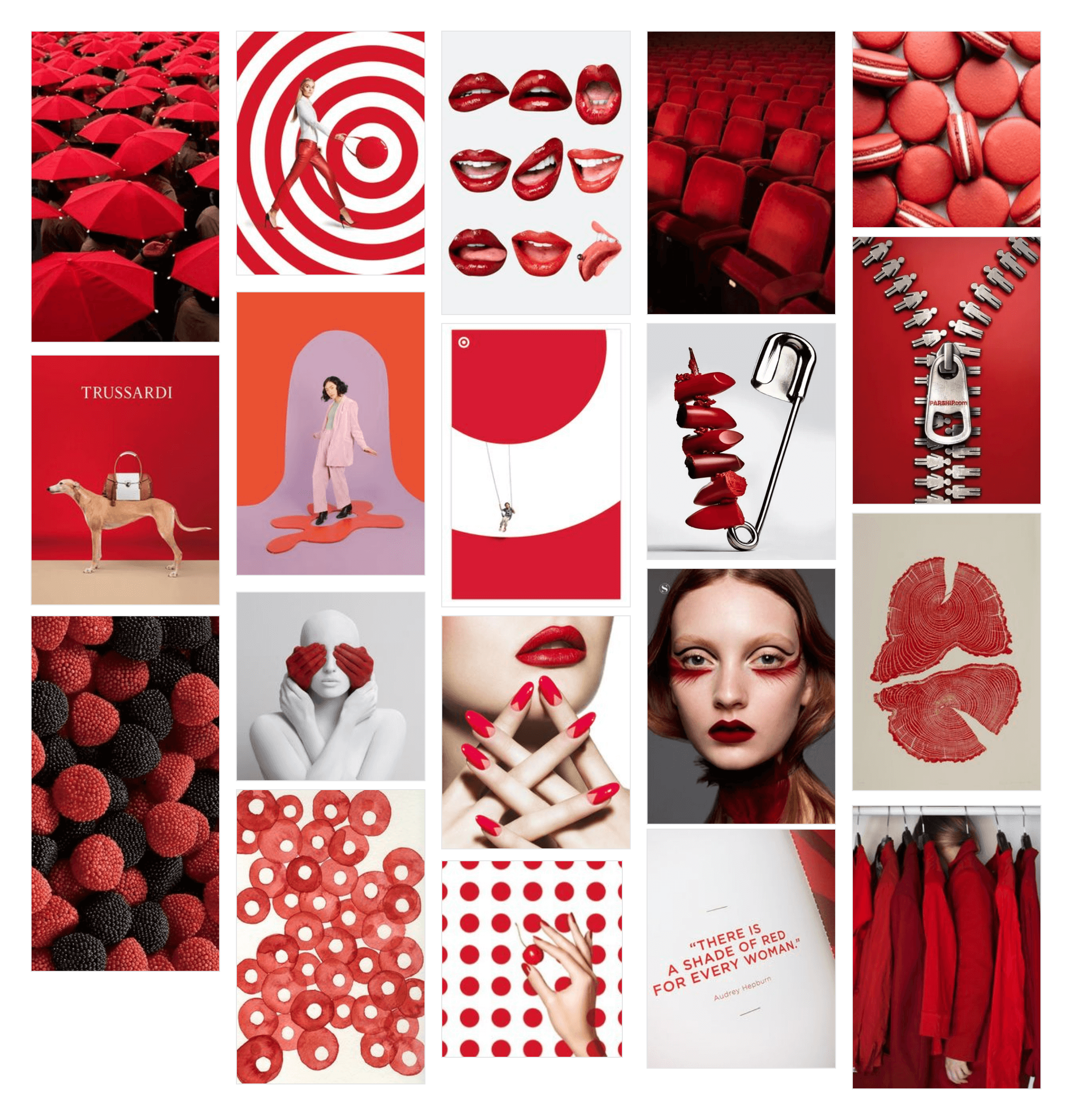 February vision board, images of red